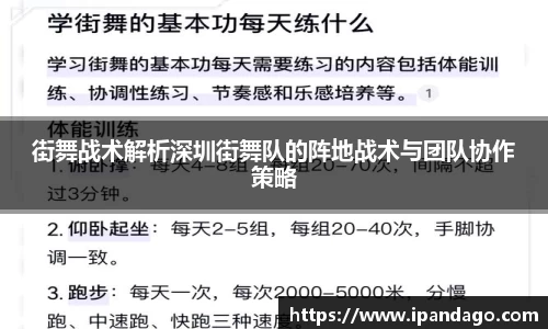 街舞战术解析深圳街舞队的阵地战术与团队协作策略